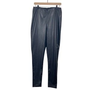 Pretty Little Thing Faux Leather Pants Black SZ 10 Polyester Blend Stretch